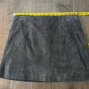 Suede leather mini skirt